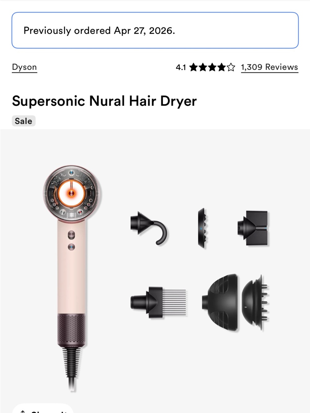 Dyson Supersonic Hair Dryer - Rose Gold with Black Accents